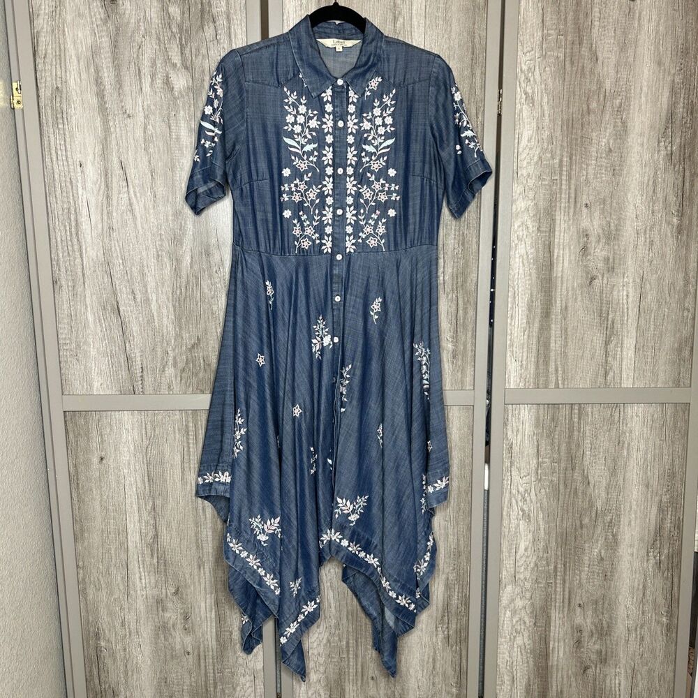 Label Ritu Kumar Dress Size S Chambray Embroidered
